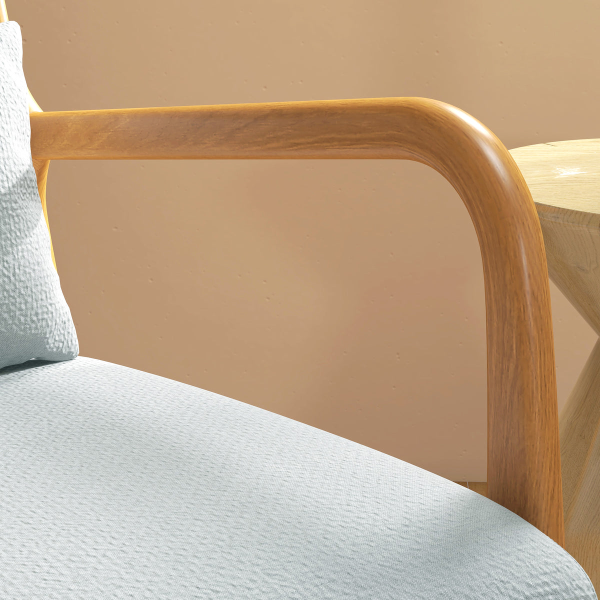 Fauteuil de salon avec cadre en bois massif fauteuil lounge - assise profonde - accoudoirs - lin synthétique gris clair