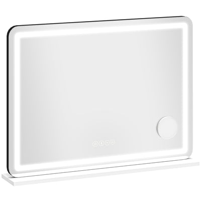 Miroir maquillage lumineux 80x60cm, miroir coiffeuse LED dimmable, lumière RGB, 3 températures de couleur, blanc