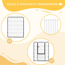 Luxe parc enclos modulable acier époxy porte verrouillable pour chiens, lapins, rongeurs, petits animaux, intérieur et extérieur 80 x 100 cm noir