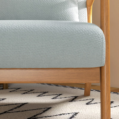Fauteuil de salon avec cadre en bois massif fauteuil lounge - assise profonde - accoudoirs - lin synthétique gris clair