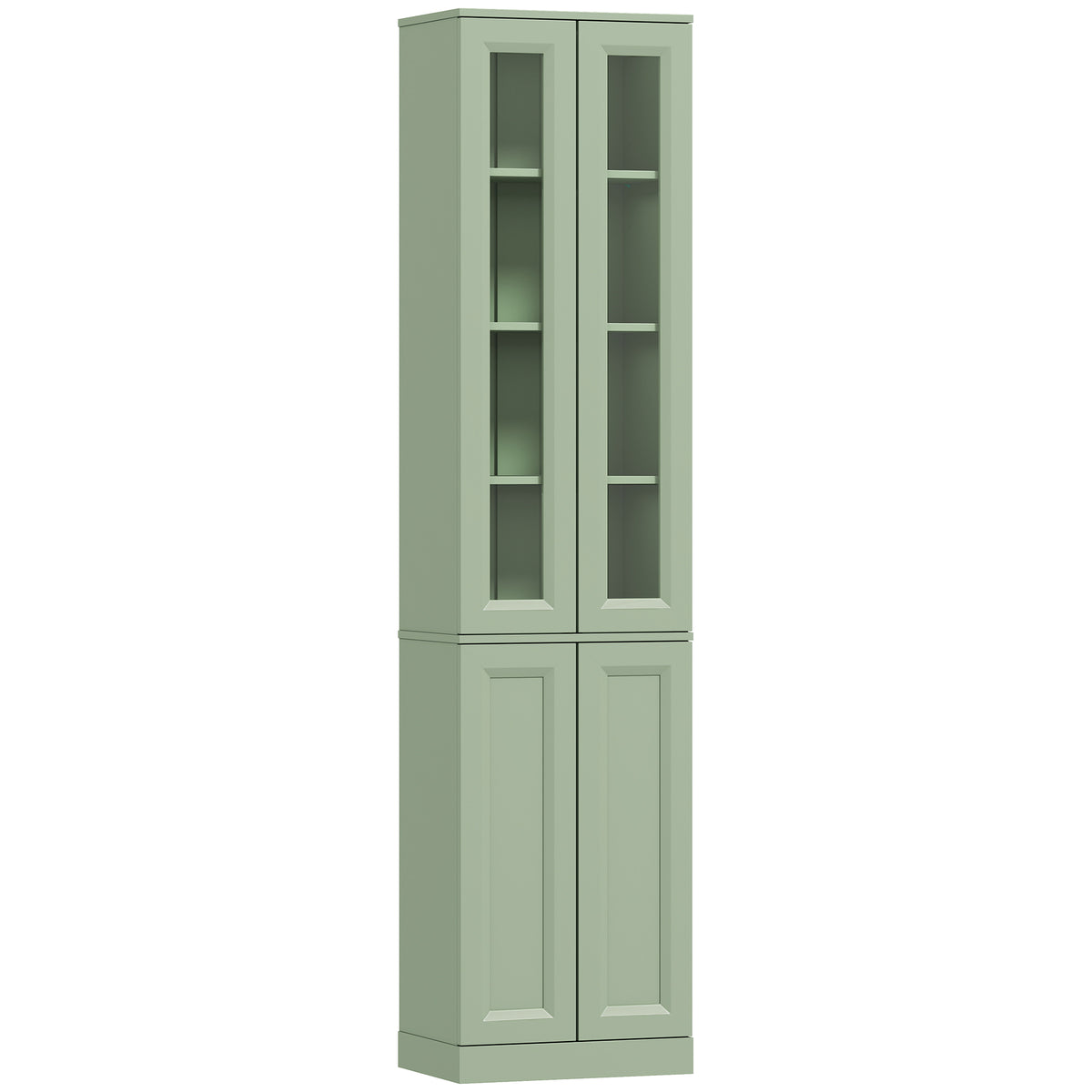 Meuble de Salle de Bain 6 niveaux, Meuble de Rangement avec 4 Portes à Fermeture Douce et Étagères Réglables, Vert
