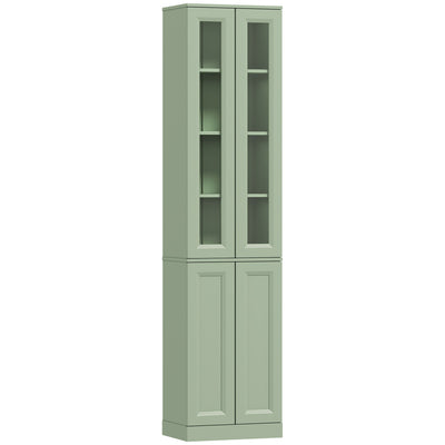 Meuble de Salle de Bain 6 niveaux, Meuble de Rangement avec 4 Portes à Fermeture Douce et Étagères Réglables, Vert