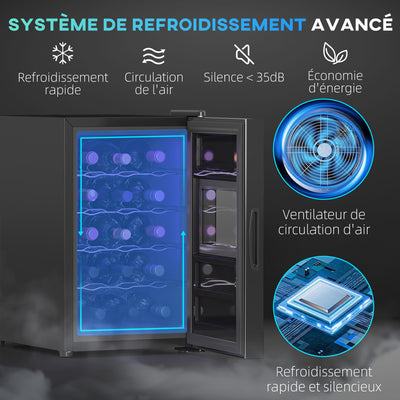 Cave à vin, 15 bouteilles, 39L, Réfrigérateur pour boissons, éclairage LED, température réglable 8-18℃
