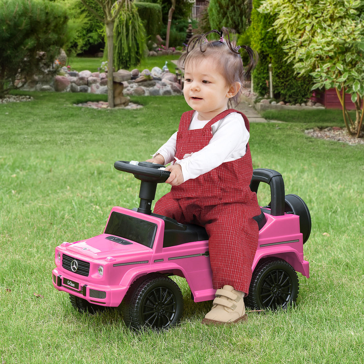 Camion porteur Enfants véhicule à pousser licence Mercedes Benz 12-36 Mois Coffre klaxon phares Rose
