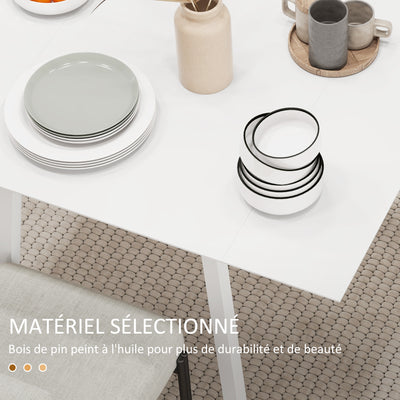 Table de cuisine pliable table à manger pliante avec plateau rabattable en bois pour 2 à 4 personnes blanc