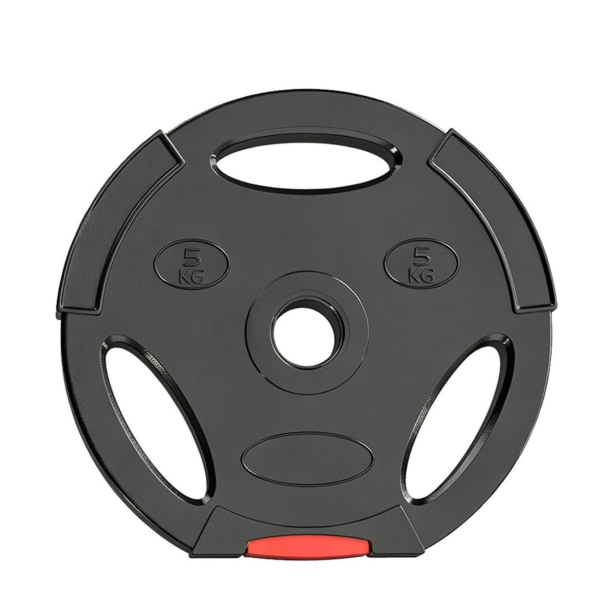 Disques de poids, plaques de poids 2 x 5 kg et 2 x 2,5 kg, à trois poignées avec trous de Ø 25 mm, noir
