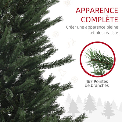 Sapin de Noël artificiel 180 cm Arbre de Noël avec support en acier pliable, 467 Branches, décoration de Noël, Vert