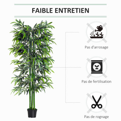 Bambou Artificiel XXL 1,80H m arbre artificiel Feuilles denses réalistes Pot Inclus Noir Vert