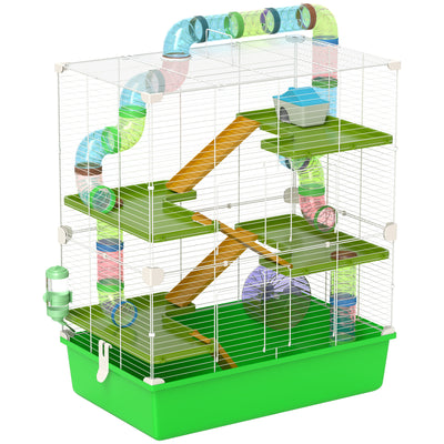 Grande cage pour hamsters cage pour rongeur 5 niveaux avec tunnels abreuvoir roue maisonnette échelles