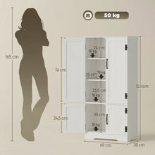 Buffet de cuisine armoire de cuisine contemporaine multi-rangements 2 placards 3 étagères 60 x 30 x 123 cm blanc
