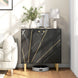 Buffet de rangement avec 2 portes et étagère réglable pieds en métal 76 x 35 x 77 cm ton marbre noir Aosom