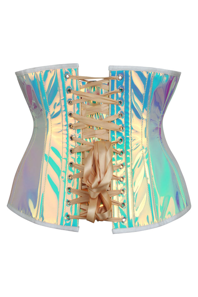 Rainbow Holographic Jolissa Underbust Corset Luxe Noir