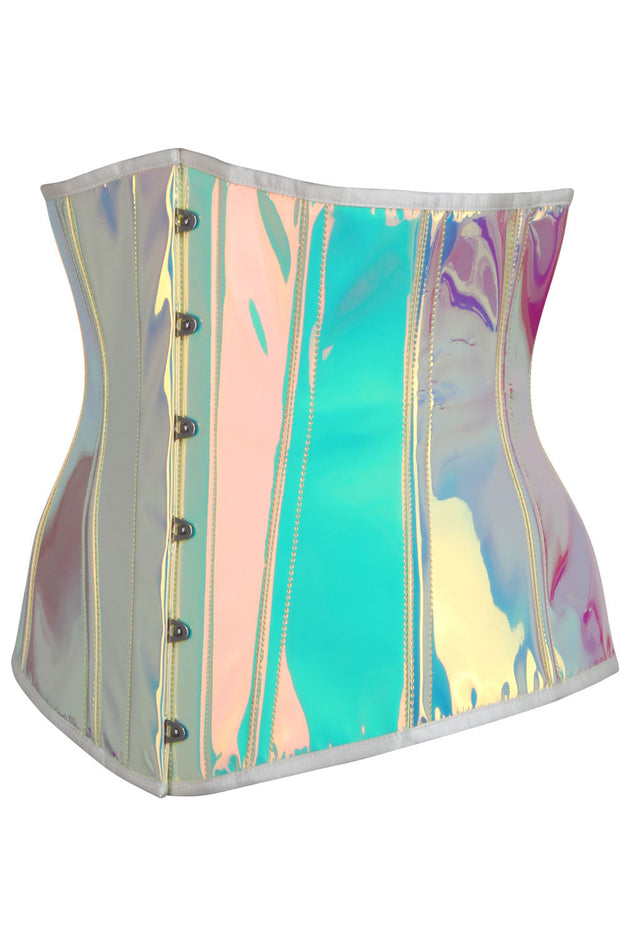 Rainbow Holographic Jolissa Underbust Corset Luxe Noir