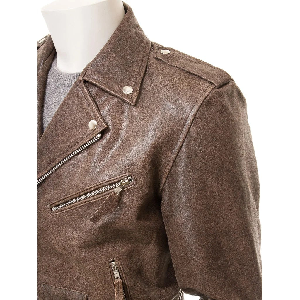 MEN ANTIQUE BROWN LEATHER JACKET BALLSTON Gear Hikes