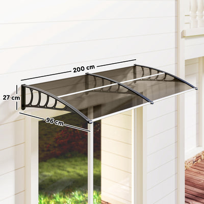 Auvent de porte toit marquise en polycarbonate auvent de porte d'entrée bord en aluminium contre la pluie et UV