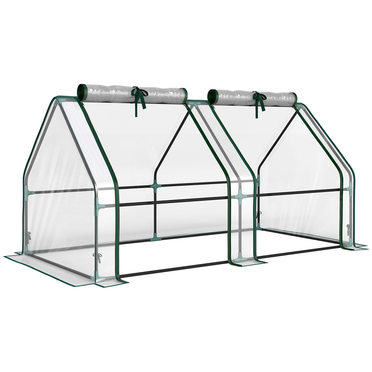 Mini Serre de Jardin Mini serre Tunnel Toit Pointu Acier Anti-UV Fenêtres, 180x 90x90cm, Transparent