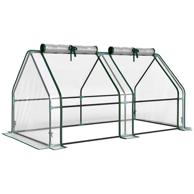 Mini Serre de Jardin Mini serre Tunnel Toit Pointu Acier Anti-UV Fenêtres, 180x 90x90cm, Transparent