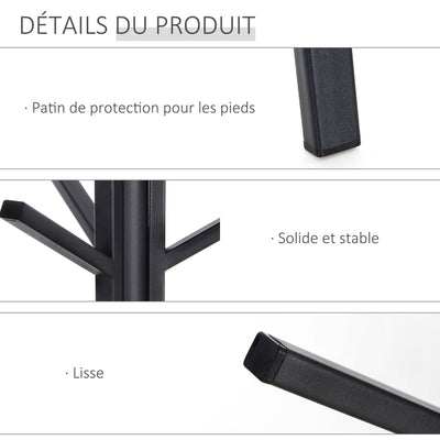 Porte-manteau trépied design contemporain branches étagère + 9 patères dim. 45L x 45l x 180H cm métal marron