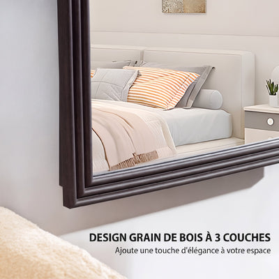 Miroir de sol arqué pleine longueur miroir sur pied cadre en effet imitation pierre pour salon chambre 53x163cm marron