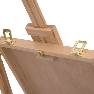 Chevalet d'Artiste sur Pieds Pliable, Mallette de Peinture, Chevalet avec Rangement, Hauteur Réglable, Bois de Hêtre Clair