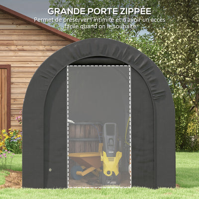 Abri de jardin tente de rangement extérieur abri de vélo garage pour vélo bâche en PE métal 2,4 x 1,8 x 1,9 m gris foncé