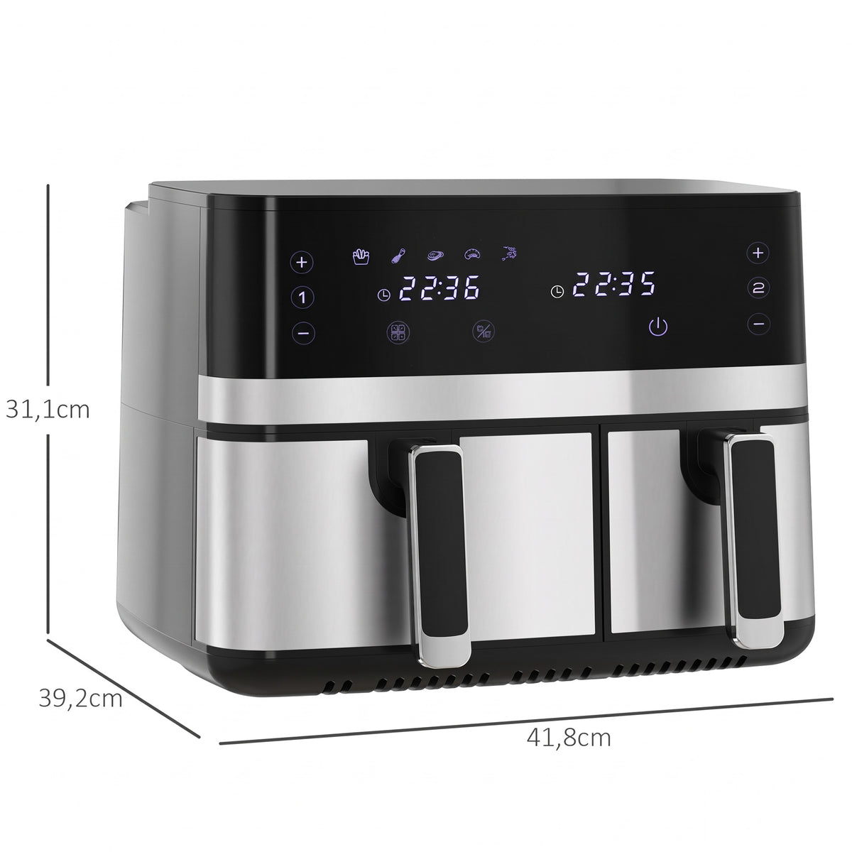 Friteuse à air sans huile, Air Fryer, double compartiment