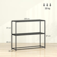 Table Console en Acier 2 Étagères Design Moderne pour Salon Entrée Couloir 100 x 30 x 87 cm Noir