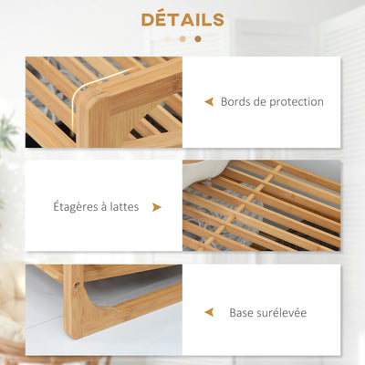 Étagère à chaussures à 3 niveaux porte-chaussures en bambou 9 paires de chaussures 76 x 33 x 51 cm naturel