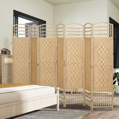Paravent intérieur en bois séparateur de pièce cloison pliable 8 panneaux 320 x 170 cm bois naturel