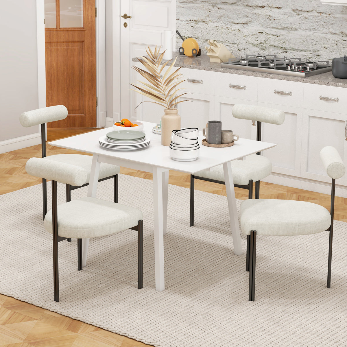 Table de cuisine pliable table à manger pliante avec plateau rabattable en bois pour 2 à 4 personnes blanc