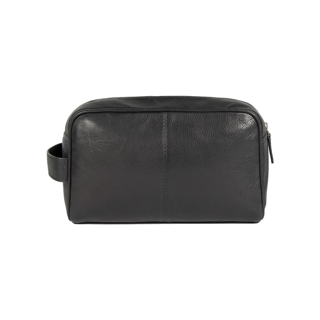 K0025AB | Beauty Case with side handle in genuine full grain leather with light grain - Black color. Zipper closure, Dimensions: 25 x 16 x 12 cm. Packaging: Tnt bag Kaili mood