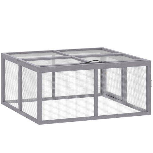 Clapier Lapin Extérieur Enclos Lapin Pliable en Bois Toit Ouvrant et Poignée pour Poule Canard 110x105x50cm Gris
