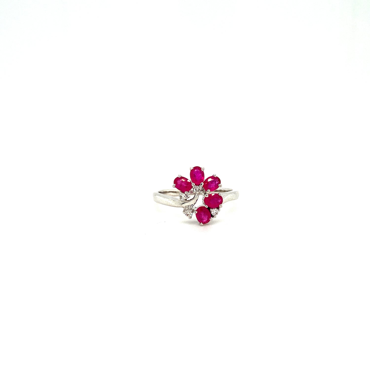 Ruby and Diamond Ring in 14K White Gold - KGR 15916