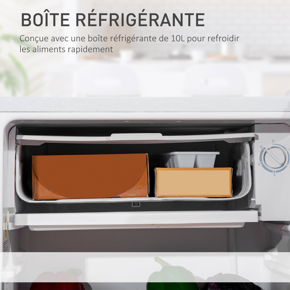 Réfrigérateur congélateur petit réfrigérateur 91 L étagères modulables design sous-comptoir 47,5 x 44,2 x 84 cm blanc