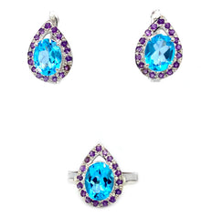 Multi Colour Stone Jewellery Set in .925 Sterling Silver - KSS 6440