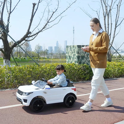 Voiture électrique enfants véhicule électrique 12 V, double moteurs, 3 à 5 km/h, blanc