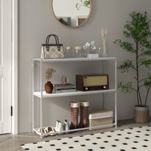 Table console en acier 2 étagères design moderne pour salon entrée couloir 100 x 30 x 87 cm blanc