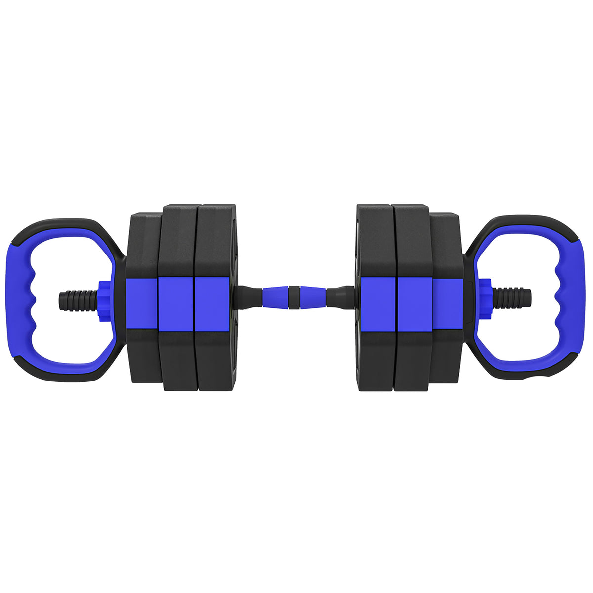 Ensemble d'haltères musculation 6-en-1 haltère réglable 25 kg kettlebell, barre de musculation support pour pompes bleu