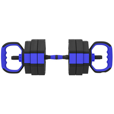 Ensemble d'haltères musculation 6-en-1 haltère réglable 25 kg kettlebell, barre de musculation support pour pompes bleu