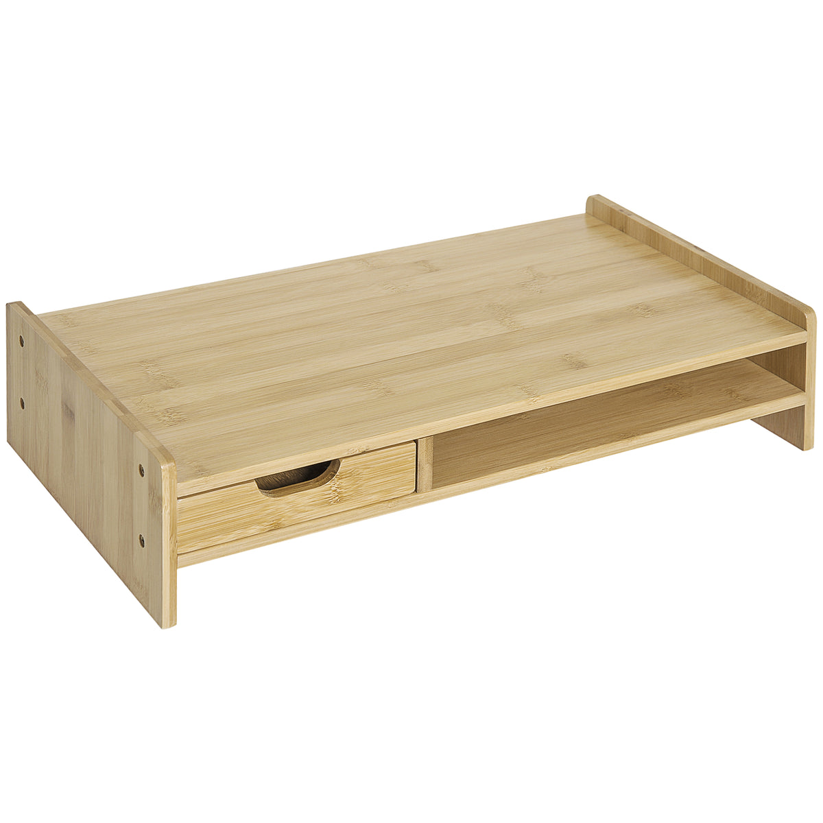Support d'écran, Ordinateur portable Socle TV Ordinateur de bureau Organisateur avec tiroir Bambou