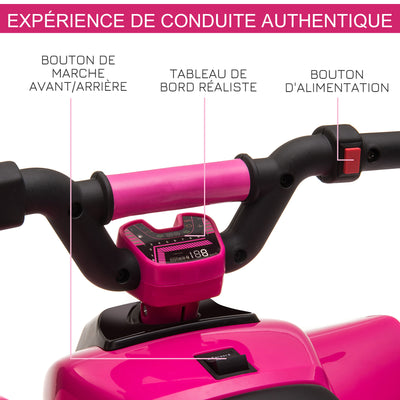 Quad électrique pour enfants 18-36 mois véhicule à batterie 6V avec marche avant et arrière 72 x 40 x 45,5 cm rose