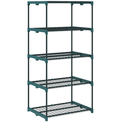 Étagère à fleurs en acier 5 niveaux intérieur et extérieur support de plantes pour jardin balcon salon 67x49x138cm vert