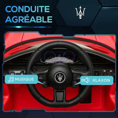 Voiture électrique pour enfants sous licence Maserati MC20 12V, Télécommande, LED, Musique et Klaxon, 3 à 6 Ans, rouge