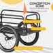 Remorque pliable pour vélo en acier roues 16 pouces charge max. 40 kg avec barre d'attelage universelle Aosom