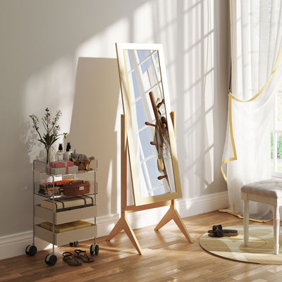 Miroir en pied grand miroir de sol inclinaison réglable pour dressing chambre 47 x 46 x 148 cm en chêne