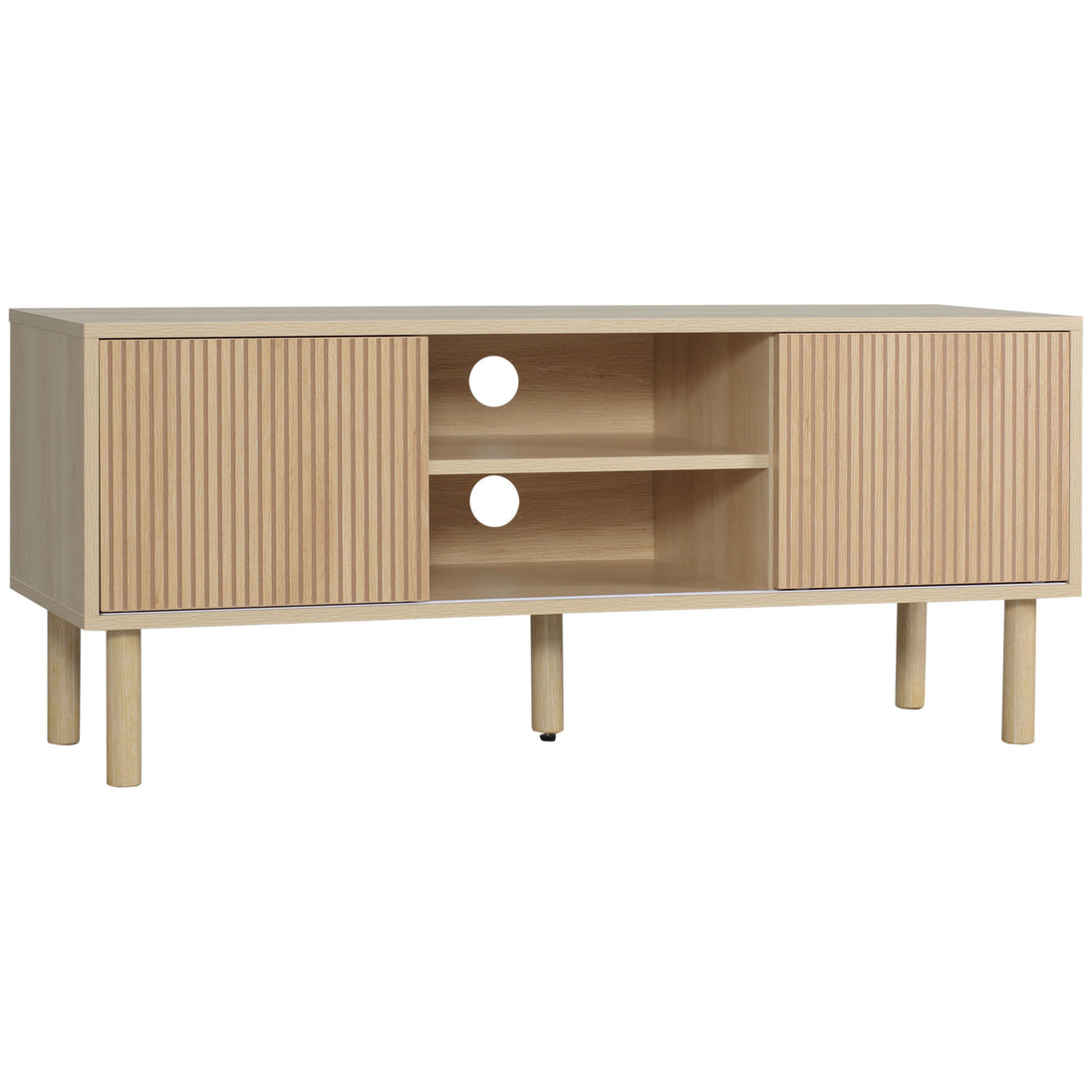 Meuble TV support TV pour télévision jusqu'à 50 pouces 2 portes coulissantes et 2 niches avec passe-câbles - 115 x 40 x 49 cm Aosom