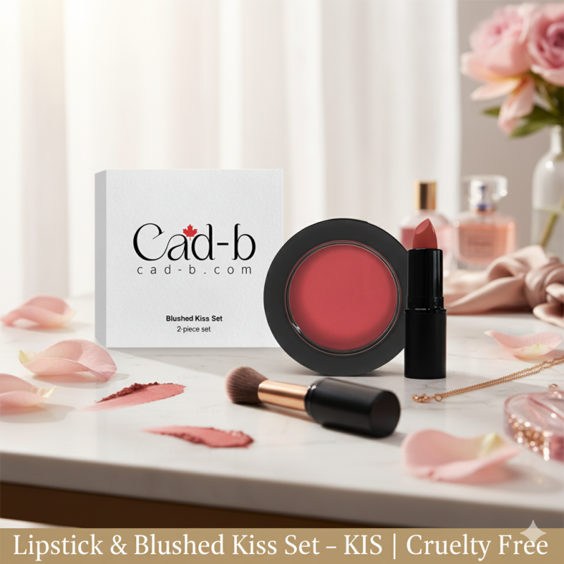 Lipstick & Blushed Kiss Set – KIS | Mauve Lipstick & Guava Blush Duo – Cruelty Free Makeup