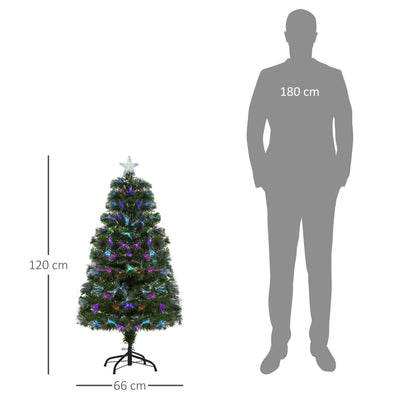 Sapin de Noël Artificiel Arbre de Noël Lumineux 120cm en Fibre Optique Deco Noël lumière à Variation de Couleurs 130 LED Vert