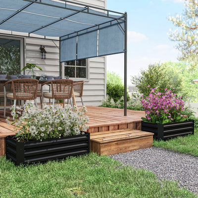 Lot de 2 carré potager de jardin dim. 100L x 50l x 30H cm - tôle d'acier ondulée noir