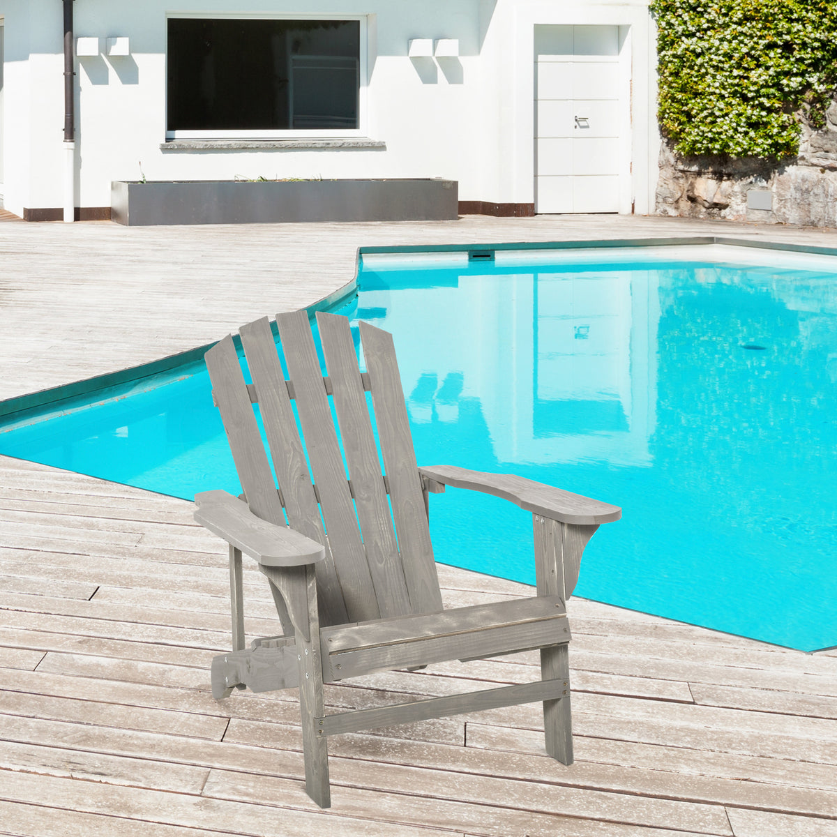 Fauteuil adirondack Fauteuil de Jardin Chaise de Jardin de Plein Air dim. 78L x 89P x 88H cm Bois Massif Sapin Aosom